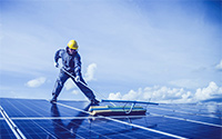Floating solar panel system on water
